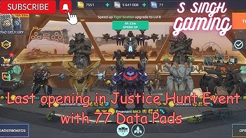 II WAR ROBOTS II Last opening in Justice Hunt Event with 8x Purple data Pads and 55x Red data Pads.