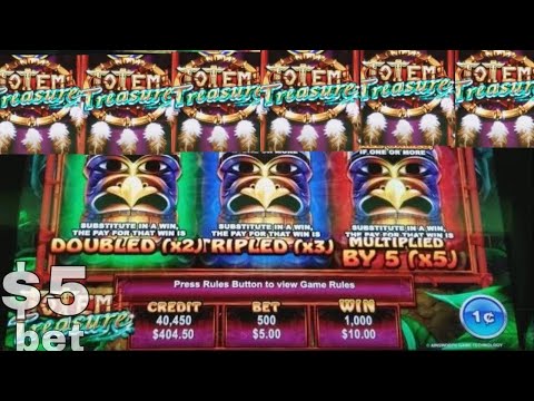 Totem Treasure Slot Machine MAX BET Bonus Won !! Live Slot Play