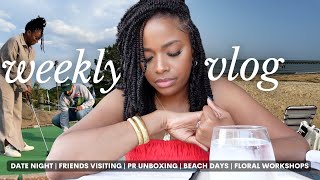 weekly vlog | date night, hanging with friends, floral arrangement workshop, beach days, errands
