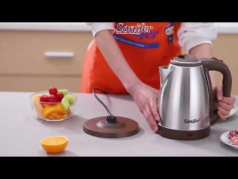 Электрический чайник Sonifer 1,8л, закрытый нагревательный элемент, автоотключение, корпус нержавеющая сталь, видео 1