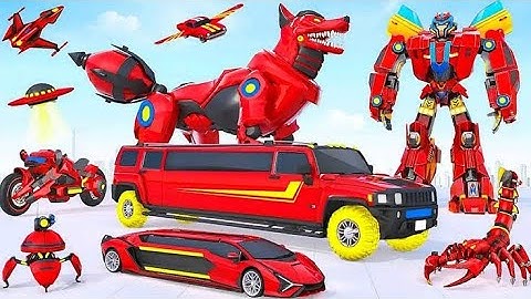 Red Robot Dog Transmut Multi Robot Car Dino Transform Games Android/ios - Gameplay