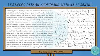 Exercise No145  70 Wpm  Pitman Shorthand Dictation  Kz Learning