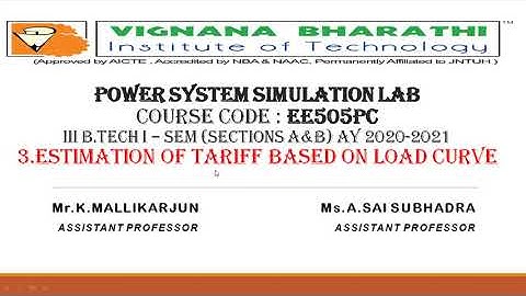Practical Session of Experiment 3 Estimation of Tariff Based on Load Curve