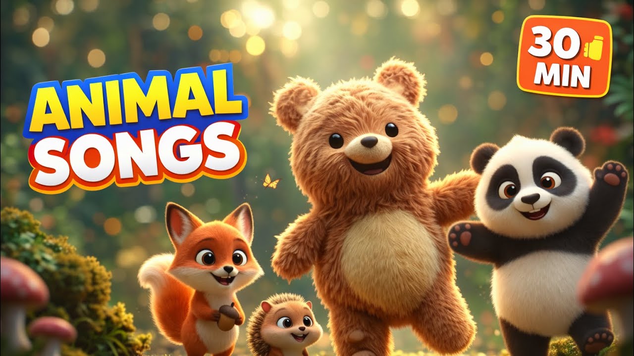 Animal Songs for Kids | 30 Minutes Compilation Playlist | Sing with Panda, Bear, Dog, Cat, Bunny