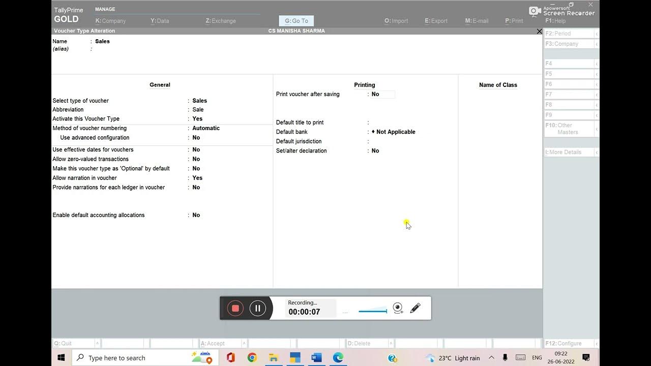 How to add Payment terms in Invoice tally prime How to change
