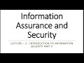 Y3_S2 | IT3070 | IAS | lecture 2 | INTRODUCTION TO INFORMATION SECURITY PART II