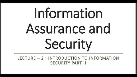 Y3_S2 | IT3070 | IAS | lecture 2 | INTRODUCTION TO INFORMATION SECURITY PART II