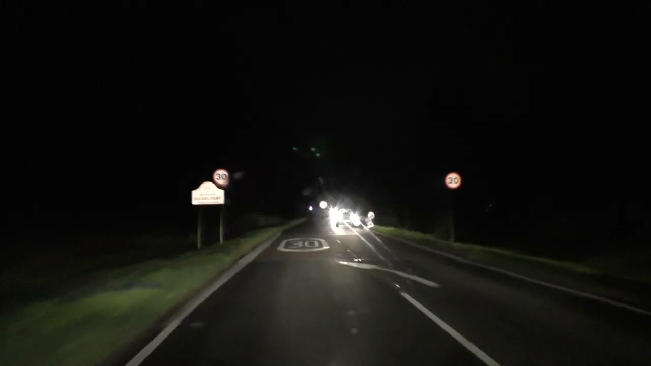 Night Drive On The B4211 From Rhydd To Barnards Green, Malvern, Worcestershire UK 26th November 2022