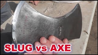 Splitting 12ga Shotgun Slugs with an AXE