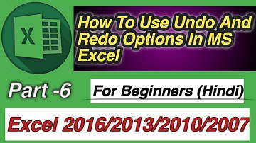 #40 ||How To Use Undo And Redo Options In MS Excel 2016/2013/2010/2007 In Hindi || #Excel #free