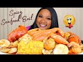 SPICY  SNOW CRAB + SHRIMP + GARLIC BUTTER , SEAFOOD BOIL MUKBANG 먹방쇼