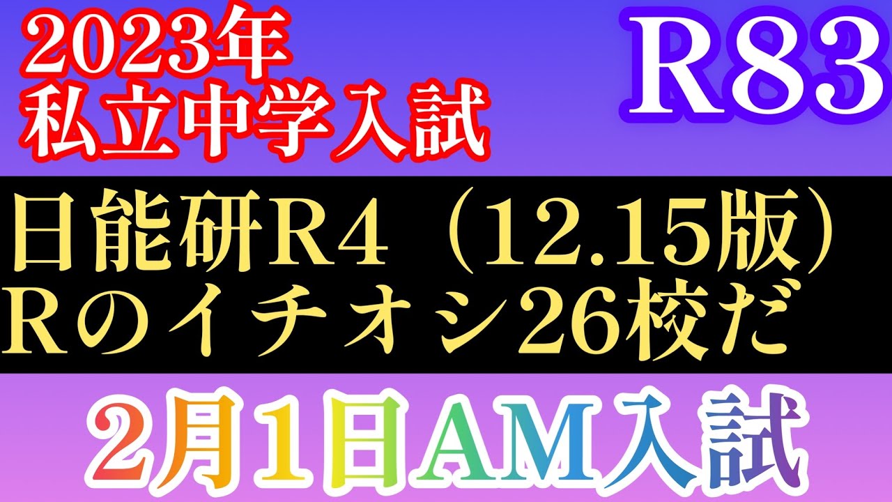 冬の受験師R83！2023年度中学入試向け日能研R4（12.15版）からRの2.1AM