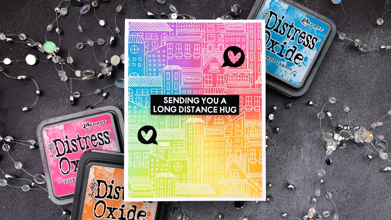 Sending Long Distance Hugs | Emboss Resist with Ink Blending - YouTube