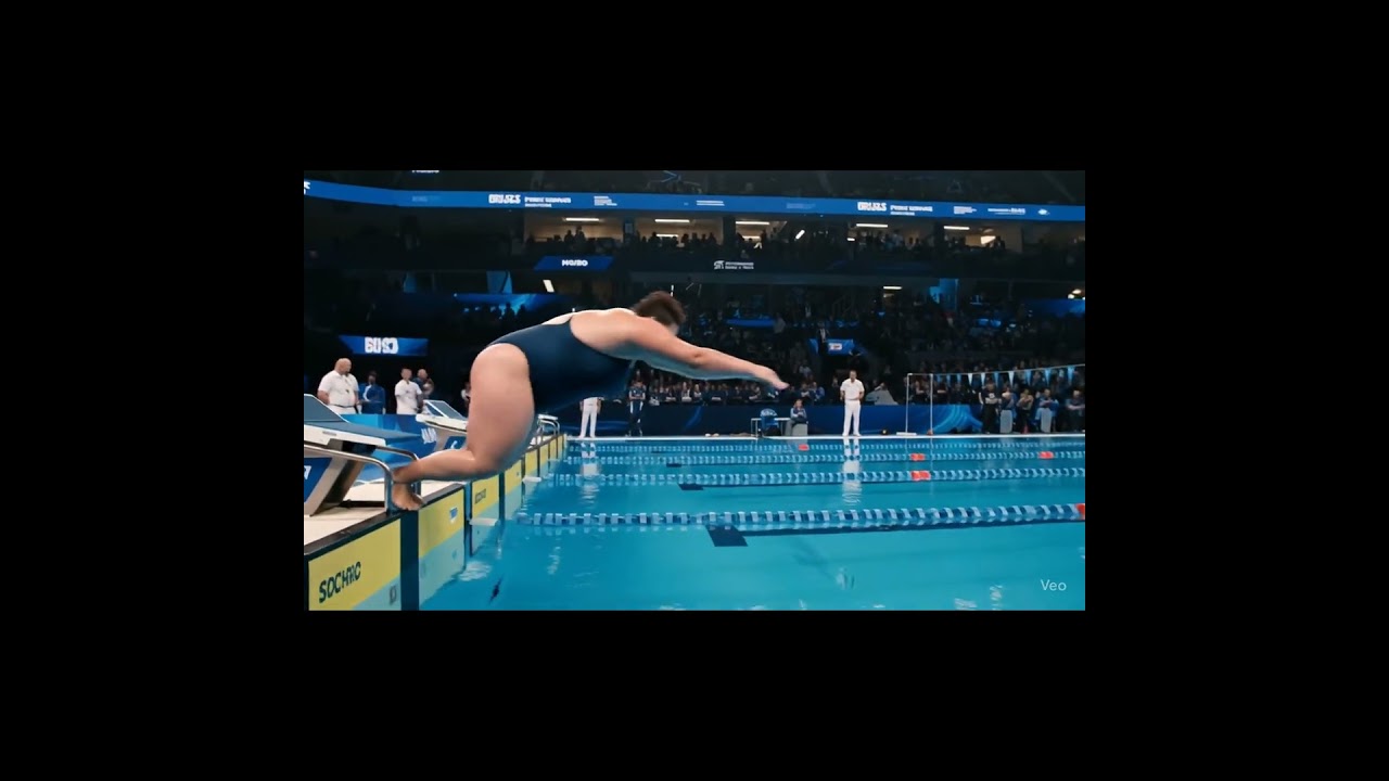 Obese Woman Olympic Pool Jump