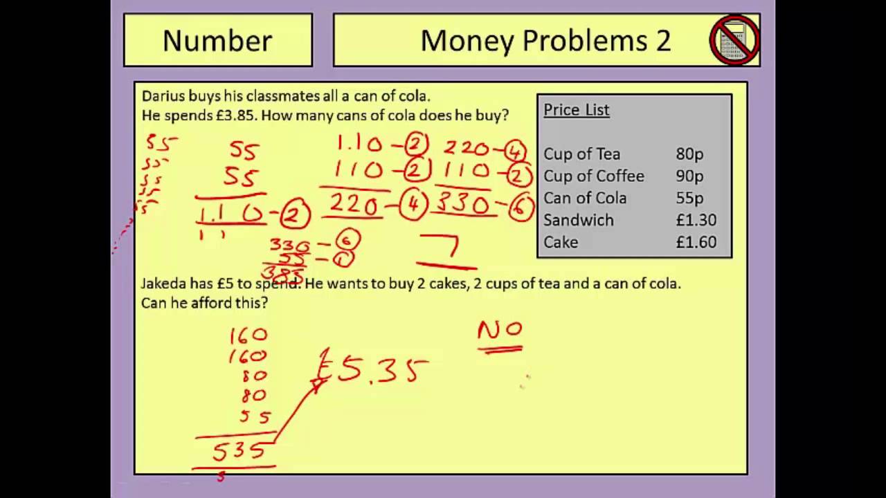 maths money problem solving