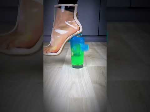 👠 Clear High Heels vs cup of colorful goo #asmr