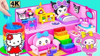 Build Hello Kitty Pink House with My Melody Rainbow Bed & Kuromi