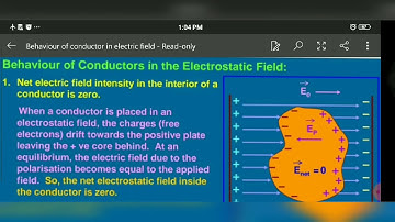 Behaviour of conductor in electric field