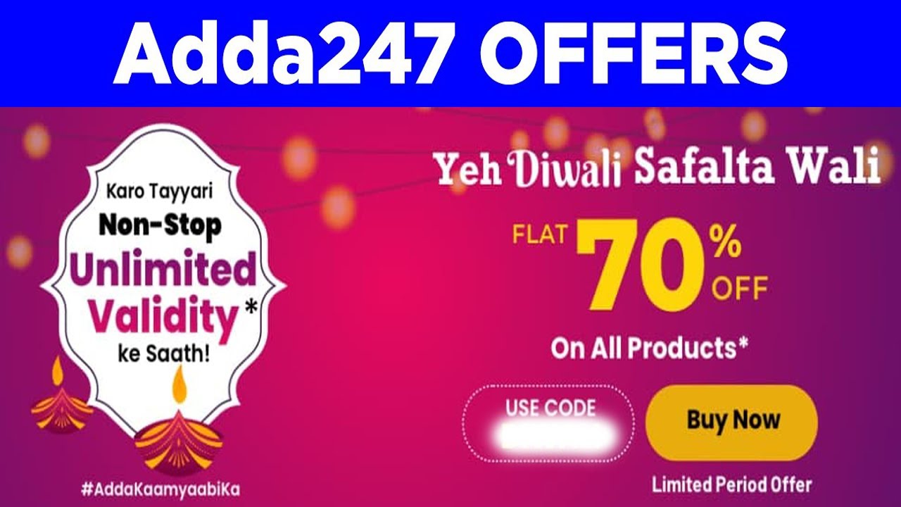 Adda247 Diwali Sale 2020 : FLAT 70% OFF Coupon Code| | Adda 247 diwali offer