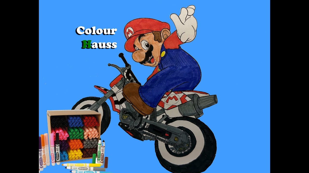 Coloring Super Mario riding a bike! Super Mario Bros. Coloring pages