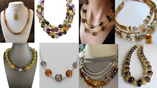 Elegant 😍 Citrine & Smoky Quartz Necklace Designs | Gemstone Jewelry Ideas 2025