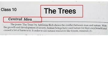 The Trees Central Idea Class 10 | The Trees Central Idea | The Trees Poem Central Idea | In Hindi |