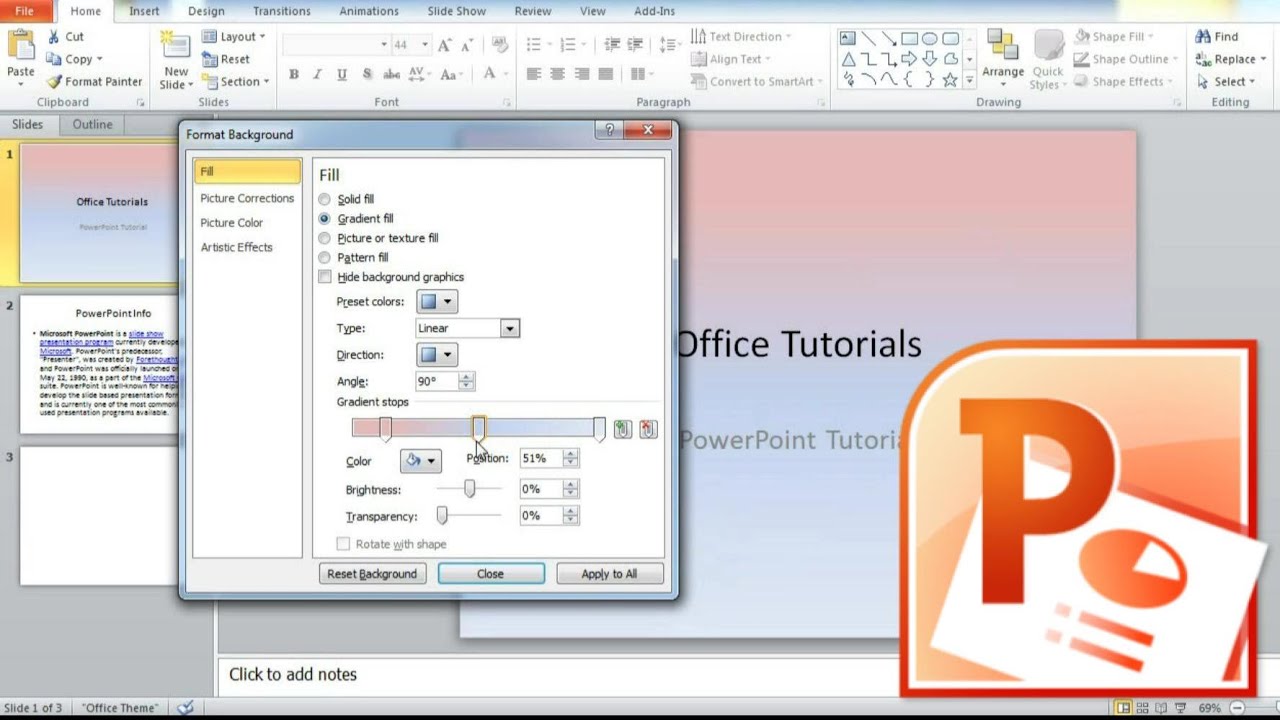 How to change, edit Background color in PowerPoint slide presentation -  YouTube