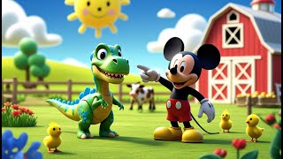 Little Dino and Mickey Mouse in the Farm Rhyme | Fun Kids Cartoon Video 🦖🐭🌾🎵
