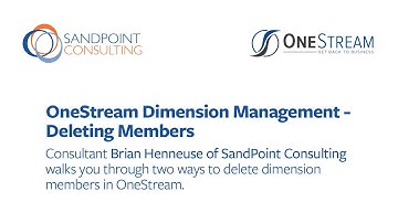 OneStream Dimension Management - Deleting Members