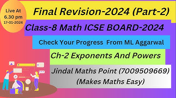 Chapter-2 Exponents And Powers (Check Your Progress) For ICSE Class 8 Math -2024 From ML Aggarwal