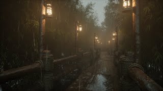 Rainy Bamboo Forest Path – Rain Sounds for Sleeping 8 Hours