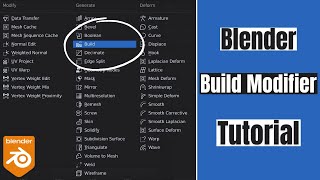 How To Use the BUILD MODIFIER in Blender 2.93.4