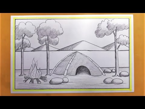 Sketch Of Mountain Camping On A White Background Stock Photo Picture And  Royalty Free Image Image 71021223