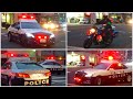 マンションに突入するため集結したパトカー（大阪府警察）