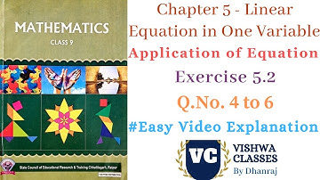 Class 9 | Chapter 5 | Linear Equation in One Variable | Exercise - 5.2 Question 4, 5 and 6 Solution
