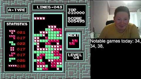 NES Tetris no rotation level 0 start 54 lines #2