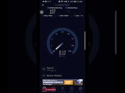 Speed test Sprint over 100 Mbps download fast