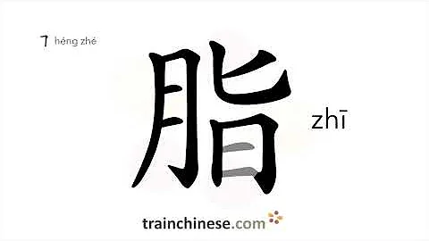 How to write 脂 (zhī) – grease, fat – stroke order, radical, examples and spoken audio
