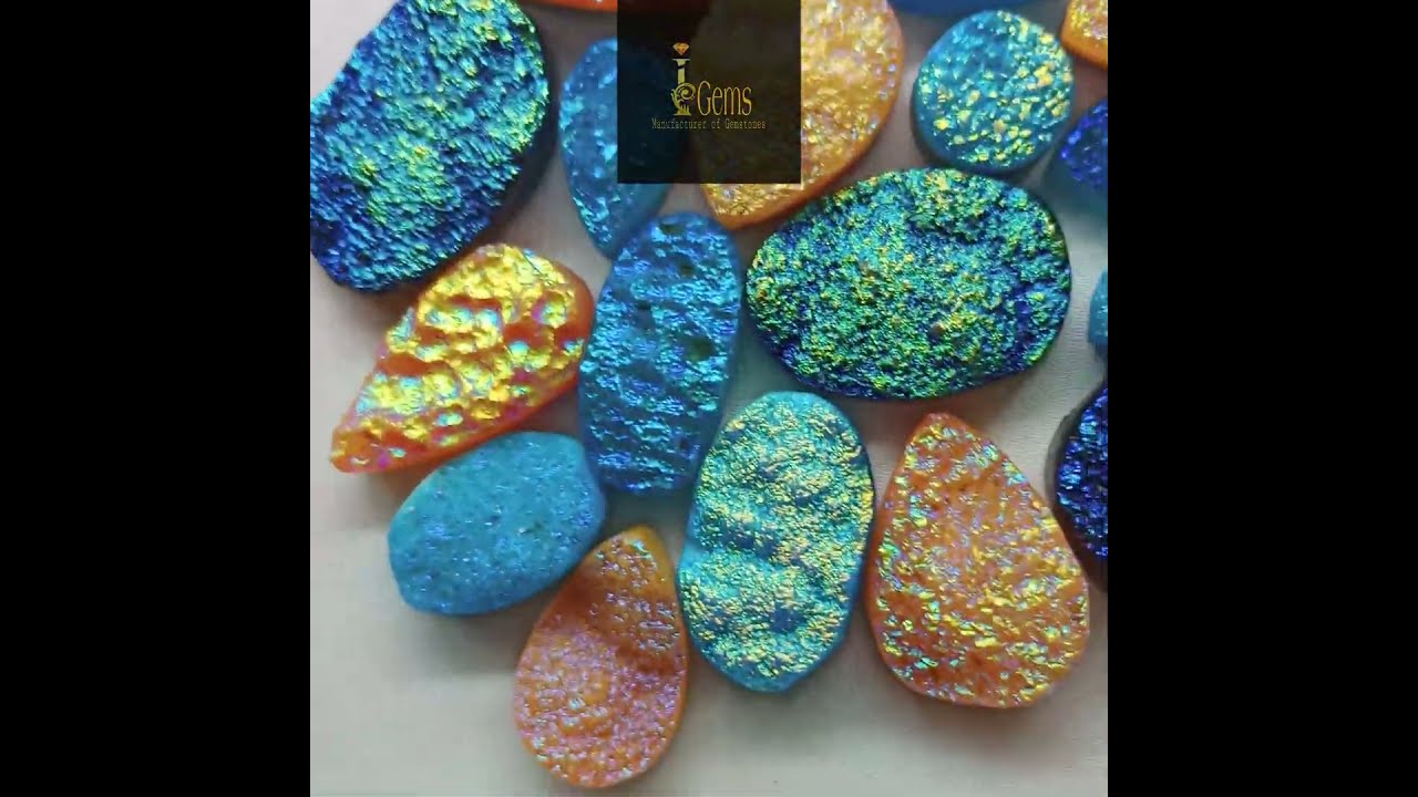 Natural Tatinum Multi-Color Druzy Cabochon Gemstone, Loose Gemstone lot