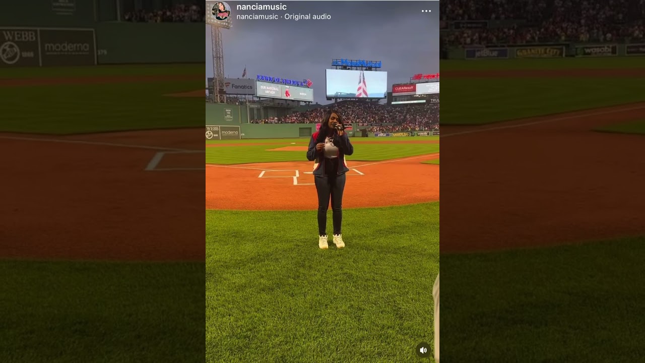 Nancia Sings National Anthem for Boston Red Sox & Dodgers Game