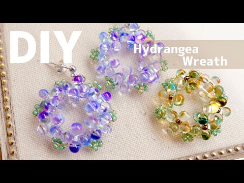 DIY💠紫陽花リースの作り方♪ビーズアクセサリーBeaded wreath like a