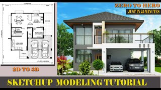 SKETCHUP TUTORIAL HOUSE MODELING// SMART HOME/ HOUSE 12 BY 14 METER