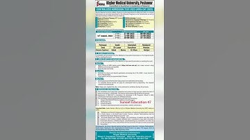 Khyber Medical University KMU Peshawar Admission 2023 Last , is 29 September, 2023