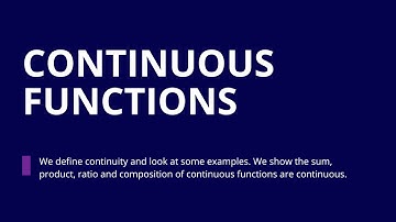 Advanced Calculus I, Part 13, Continuous Functions; Dirichlet Function; Properties of Continuity.