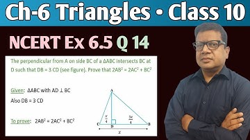 The perpendicular from a on side bc of a triangle abc intersect bc at d such that db=3cd prove that