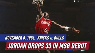 Throwback Nov 8th, 1984. Knicks vs Bulls Game Highlights. Rookie Jordan scores 33 + famous dunk HD