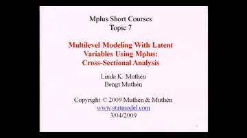 Multilevel modeling of cross-sectional data - Mplus Short Courses, Topic 7