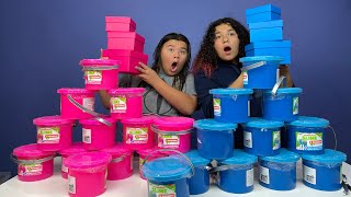 Fix This 100 Pound Bucket Of Store Bought Slime Challenge Pink Vs Blue