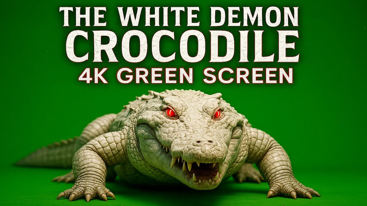 The White Demon Crocodile 4K Green Screen  | Crocodile Ultra Realistic 4K Green Screen Footage |