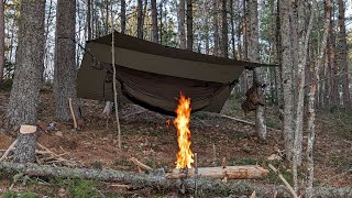 Camping in a Hammock & Cooking over Fire